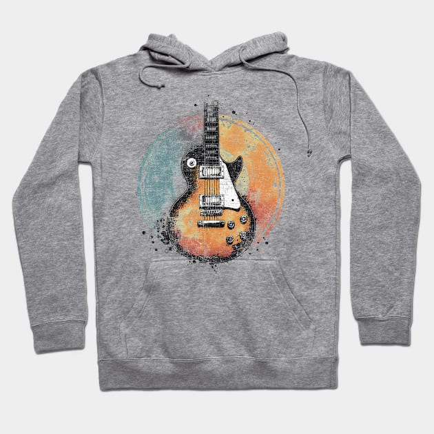 Vintage Guitar Paint Splash Graphic Tee | Vintage Guitar Enthusiast Hoodie by Mad Monkey Creations